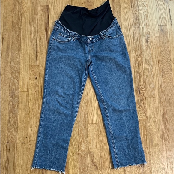 Abercrombie & Fitch Maternity The 90s Straight Jeans Medium Raw Hem Sz 4/27Short - Picture 1 of 6